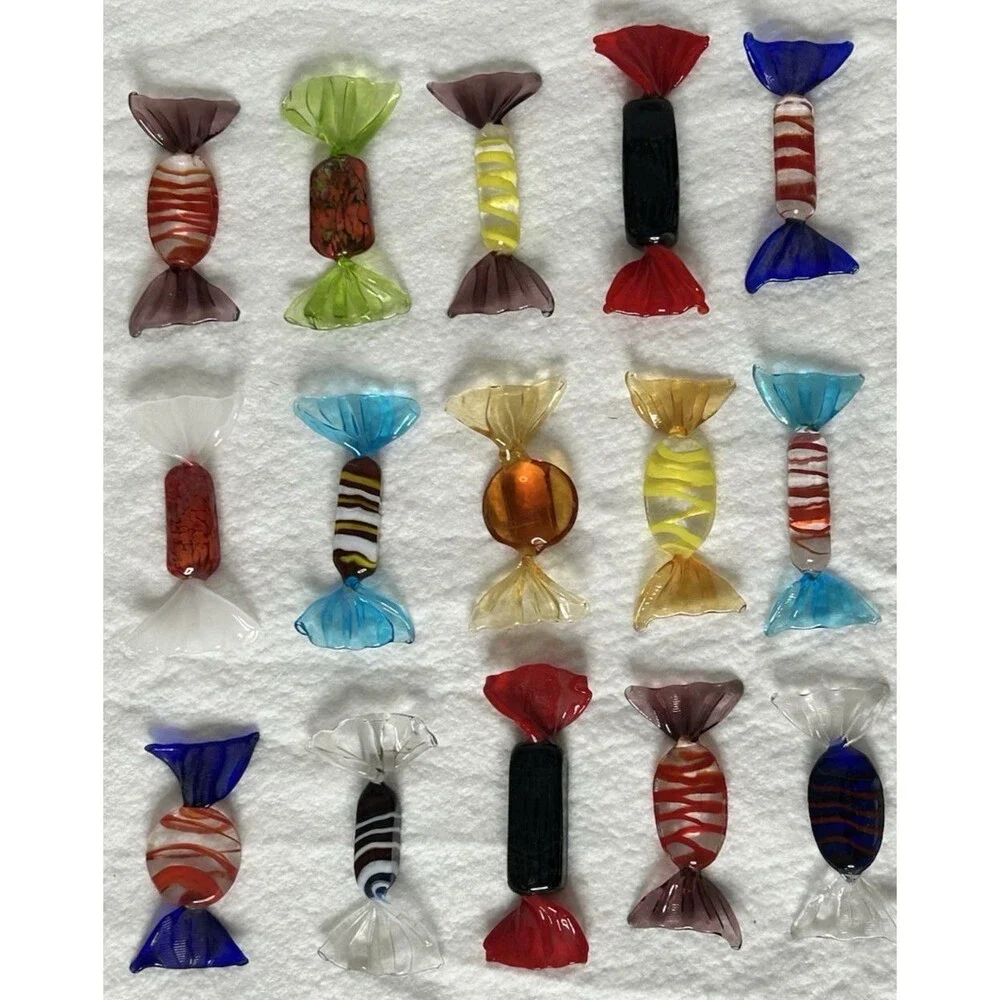 Vintage Murano Glass Wrapped Candy Assortment Hostess Gift Lot of 15 Whimsical